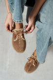 LUSHA Desert Dark Beige Genuine Suede Leather Fur-Lined Lace-Up Shoes – 2 cm