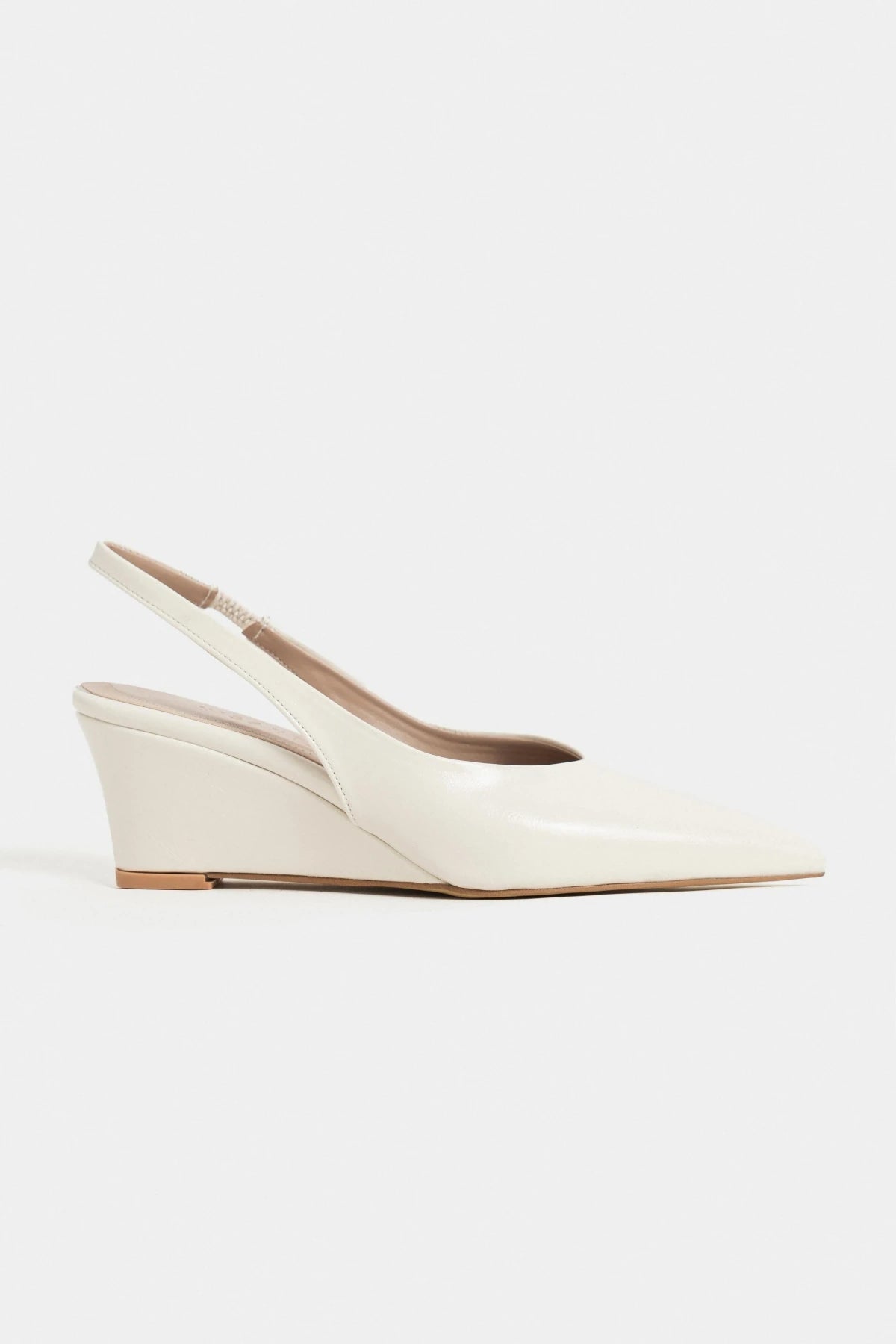 MELONI Beige Matte Back Strap Detail Pointed Toe Women’s Heel Shoes