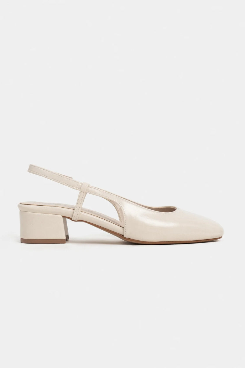 HARMONY Beige Rustic Pattern Square Toe Buckle Detail Women’s Low Heel Ballet Shoes
