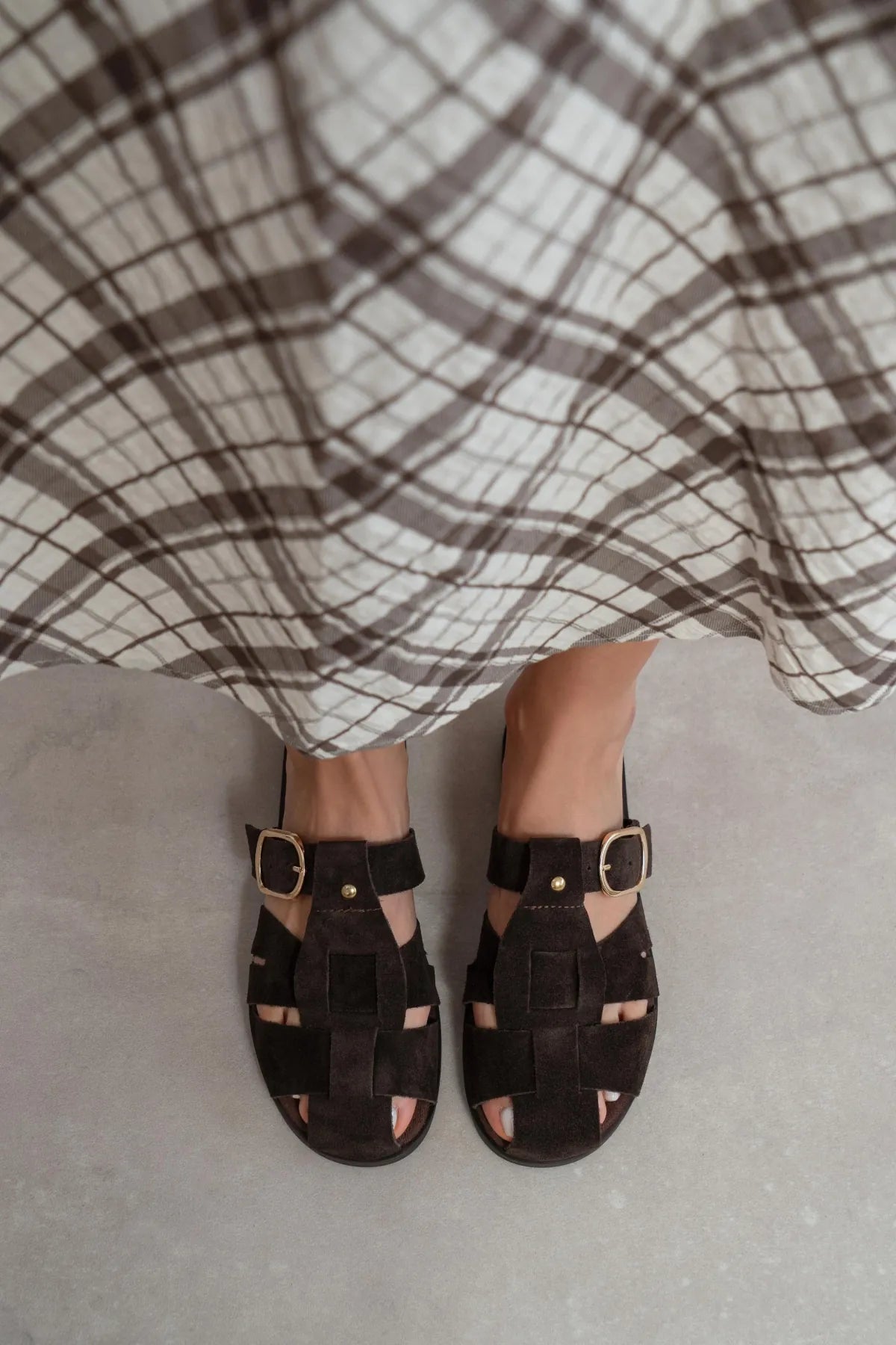 HONEY Bitter Brown Genuine Suede Buckle Detail Flat Women’s Slippers | FOOTWEAR | Slipper | Lebbse HONEY Bitter Brown Genuine Suede Buckle Detail Flat Women’s Slippers | FOOTWEAR | Slipper | Lebbse