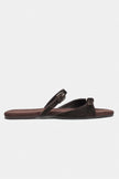 Calina Dark Brown Suede Double-Buckle Flat Women's Slippers