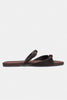 Calina Dark Brown Suede Double-Buckle Flat Women's Slippers
