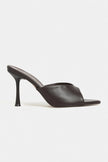 RODI Brown Matte Pointed-Toe Women's Heeled Slippers