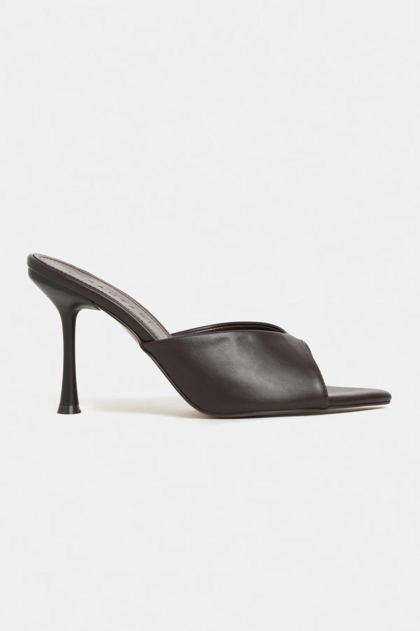 RODI Brown Matte Pointed-Toe Women's Heeled Slippers