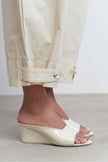 ALLISON Beige Rustic Wedge Heel Women’s Mules