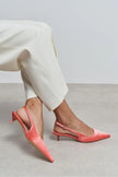 ROVIA Salmon Satin Pointed-Toe Thin Heel Women's Shoes