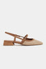 X-HARMONY Tan Straw Pointed Toe Buckle Detail Women’s Low Heel Ballet Shoes