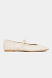 JEREMI Beige Matte Pattern Buckle Detail Women’s Ballet Flats