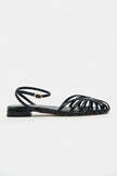 PIKA Black Metallic Buckle Detail Women’s Sandal Flats