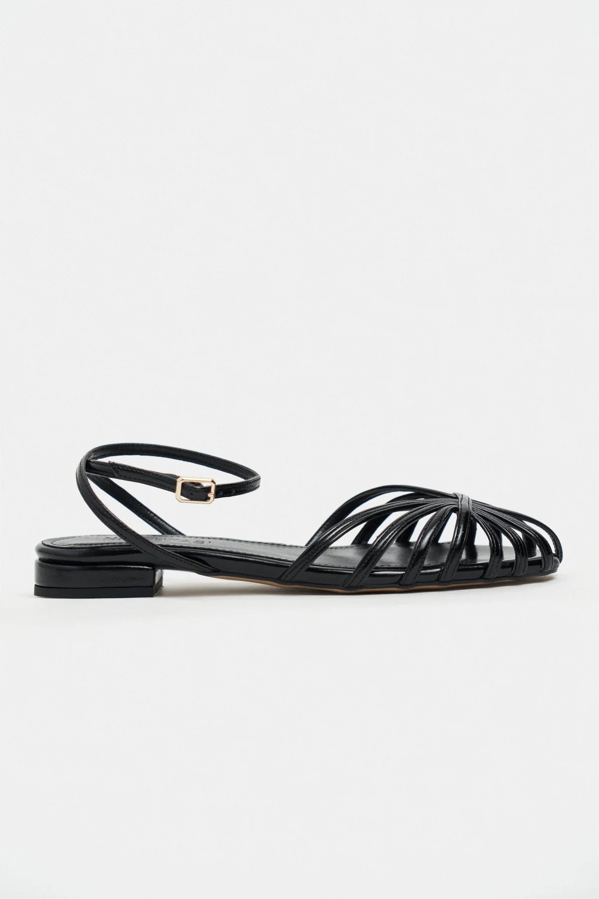 PIKA Black Metallic Buckle Detail Women’s Sandal Flats