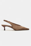 WILSON Brown Satin Neoprene Slingback Women’s Heels