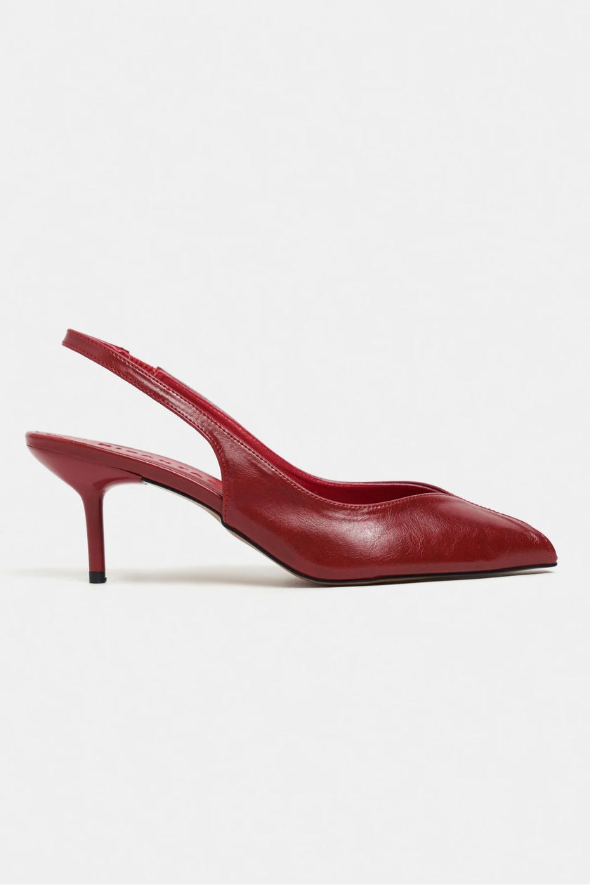 ADEN Red Rustic Pattern Open Toe Pointed Women’s Heels