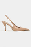 MEHRU Dark Beige Patent Buckle Detail Pointed Toe Women’s Heels
