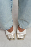 EMILY PEARL & GOLD CAP-TOE BLOCK HEEL WOMEN’S SHOES