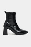 NIXIE BLACK MATTE STRETCH DETAIL THICK-HEEL WOMEN'S BOOTS