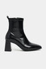 NIXIE BLACK MATTE STRETCH DETAIL THICK-HEEL WOMEN'S BOOTS
