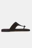 ALMIRA BROWN SUEDE LEATHER WOMEN’S FLAT TOE-POST SLIPPERS