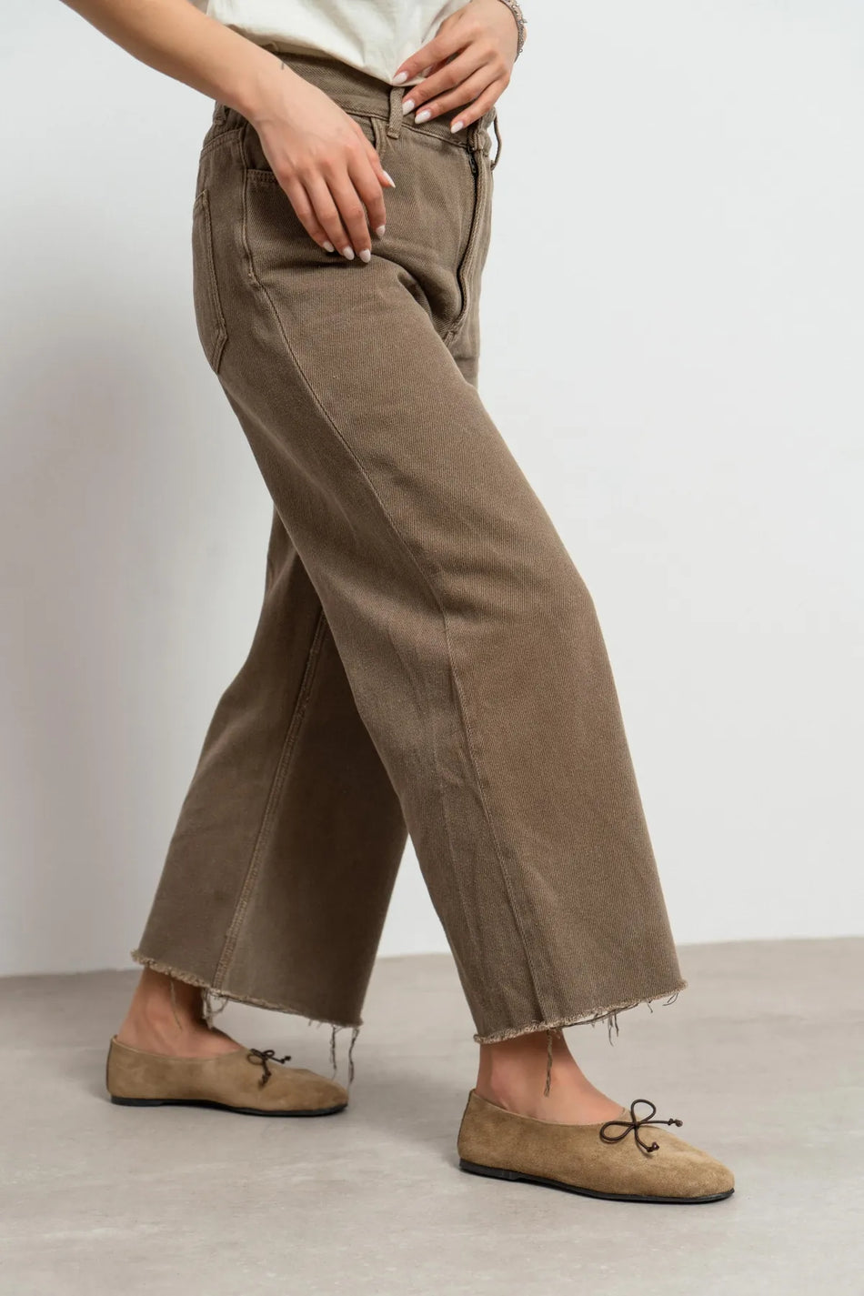 REYNA Rome Beige Genuine Leather Bow Detail Women’s Flat Ballet Shoes