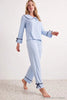 Blue Bow Detail Viscose Woven Pajama Set