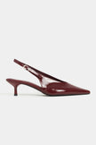 DOREY Burgundy Patent Leather Ankle Buckle Detail Women’s Heel Shoes