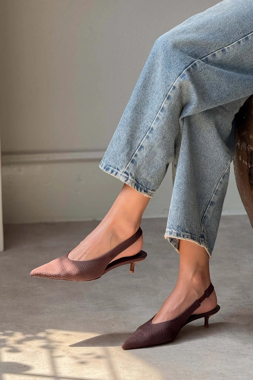 Rossa Brown Suede Ankle Elastic Detail Women's High Heel Shoes