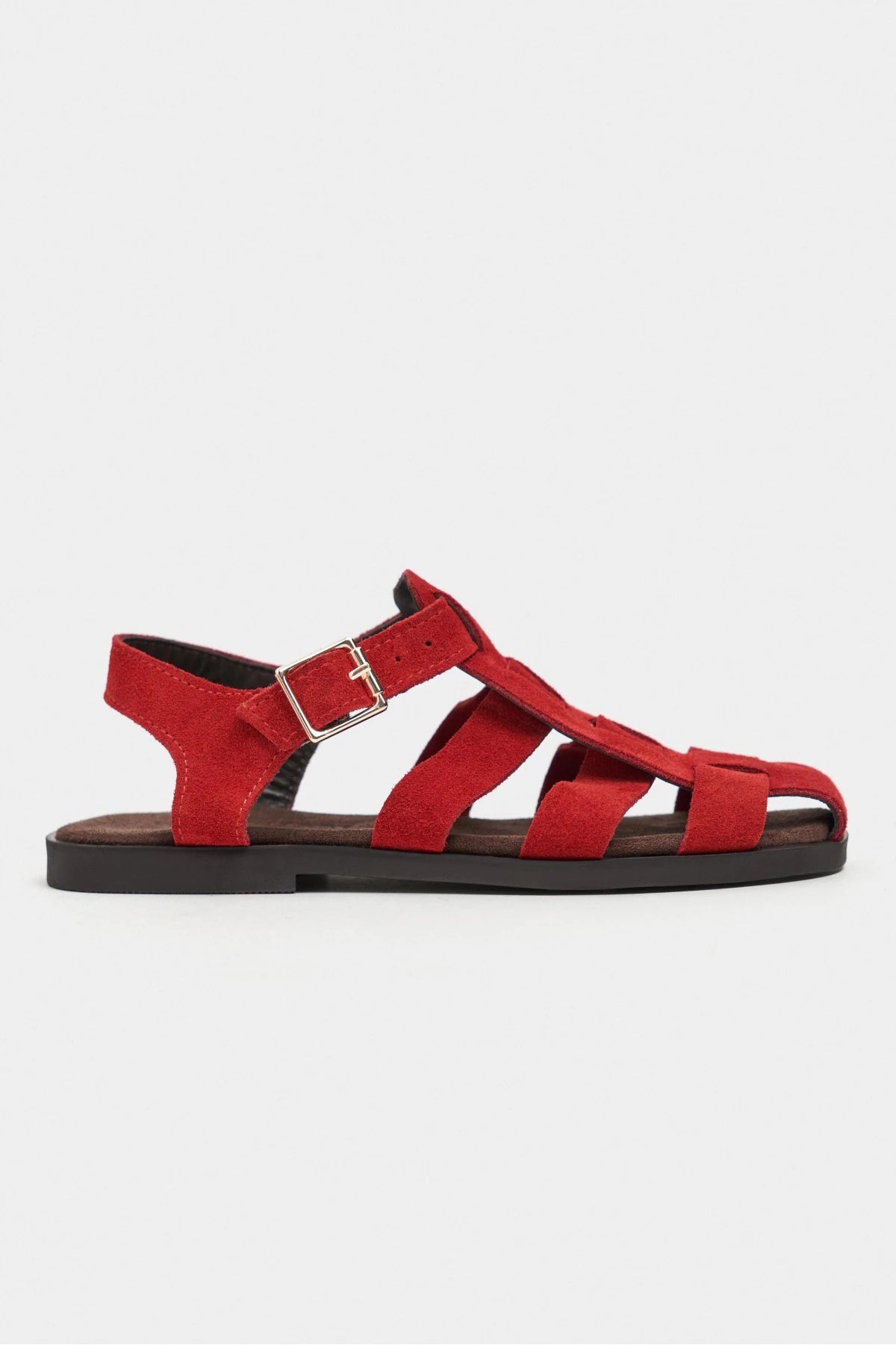 ORBIT Red Suede Genuine Leather Buckle Detail Flat Women’s Sandals | FOOTWEAR | SANDALET | Lebbse ORBIT Red Suede Genuine Leather Buckle Detail Flat Women’s Sandals | FOOTWEAR | SANDALET | Lebbse