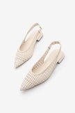 KUNVES Off-white Handwoven Pointed Toe Women’s Ballet Flats