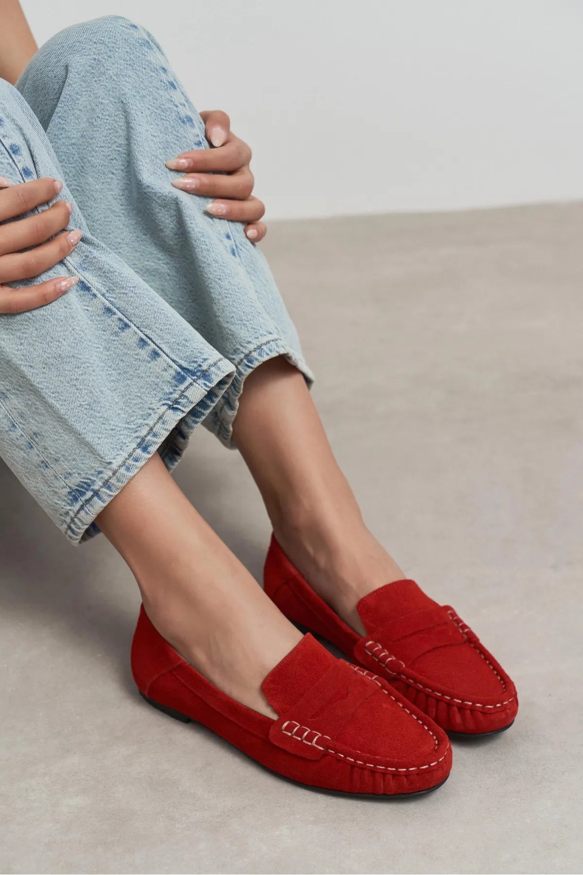 MISTY Red Suede Genuine Leather Women’s Loafer | FOOTWEAR | Loafers | Lebbse MISTY Red Suede Genuine Leather Women’s Loafer | FOOTWEAR | Loafers | Lebbse