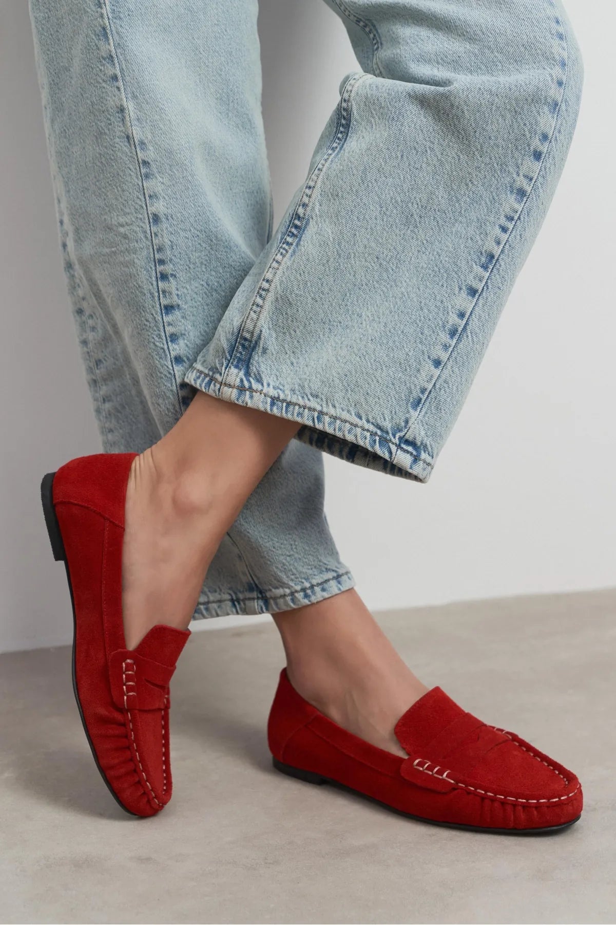 MISTY Red Suede Genuine Leather Women’s Loafer | FOOTWEAR | Loafers | Lebbse MISTY Red Suede Genuine Leather Women’s Loafer | FOOTWEAR | Loafers | Lebbse
