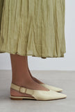 TESSA Butter Yellow Matte Pointed Toe Buckle Detail Low Heel Women’s Flats