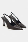 ELARA Coffee Matte Slingback V-Vamp Pointed Toe Women’s Heels
