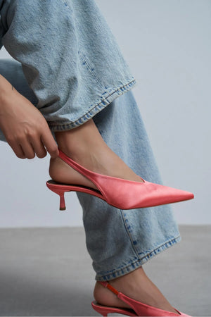 WILSON Salmon Satin Neoprene Slingback Women’s Heels