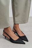 ROVIA Black Satin Pointed-Toe Thin Heel Women's Shoes