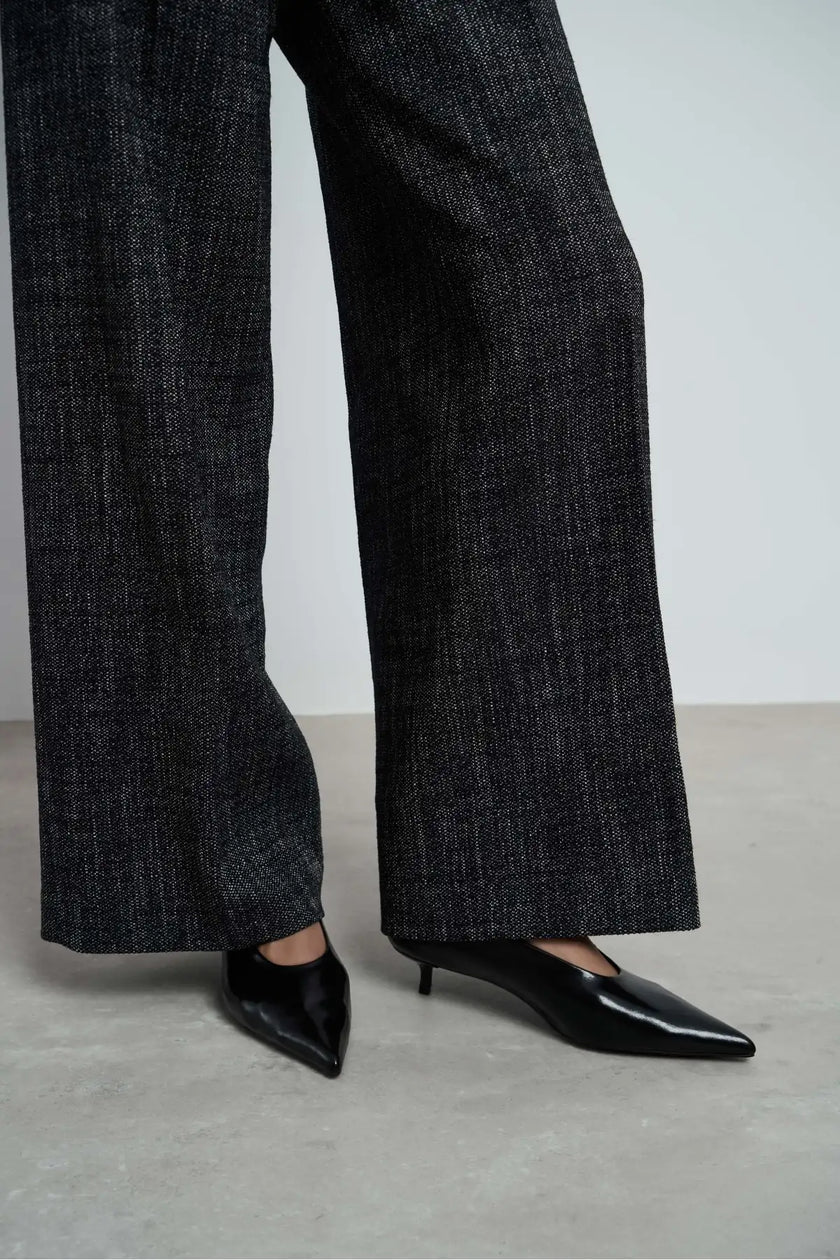 BRICE BLACK RASHEL RUSTIC PATTERNED GENUINE LEATHER FLAT SOLE WOMEN'S BALLERINA