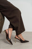 VIORA Brown Rustic Buckle Detail Women’s Gold Heel Shoes