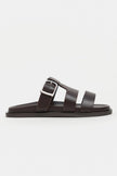 SPIRIT Brown Matte Buckle Detail Flat Women’s Slippers