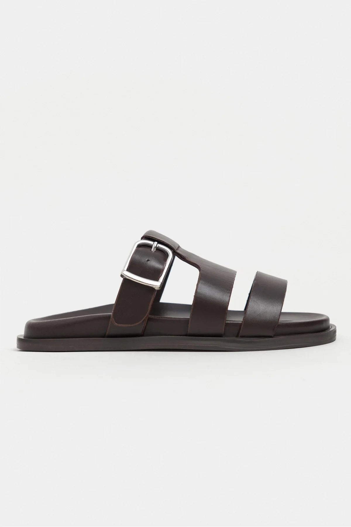 SPIRIT Brown Matte Buckle Detail Flat Women’s Slippers