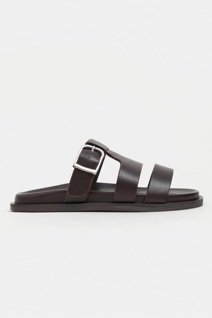 SPIRIT Brown Matte Buckle Detail Flat Women’s Slippers
