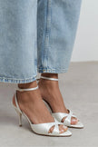 MONICA Pearl Satin Ankle Strap Detail Women’s Stiletto Heels