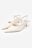 Agatha Beige Wrinkled Matte Pointed Toe Ankle Tie Women's High Heel Shoes