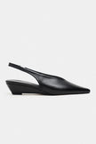 NINO Black Matte Pointed Toe Back Strap Women’s Wedge Heel Shoes