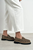 ALEVTİNA DARK BEIGE SUEDE GENUINE LEATHER THICK-SOLED WOMEN'S LOAFER SHOES