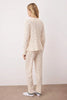 Floral Lace Detailed Corduroy/Pointel Knit Pajama Set