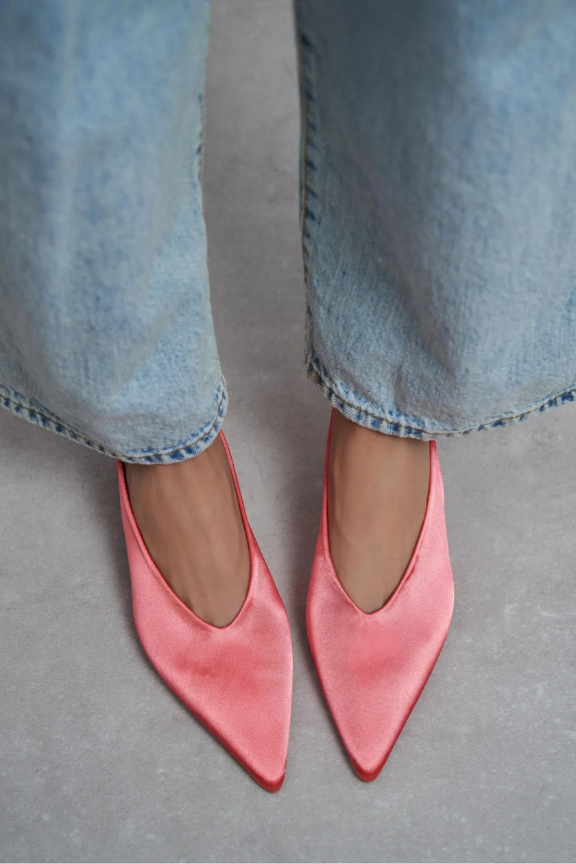 WILSON Salmon Satin Neoprene Slingback Women’s Heels