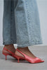 SALVA Salmon Satin Pointed Toe Open Front Women’s Heels