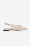 KUNVES Off-white Handwoven Pointed Toe Women’s Ballet Flats
