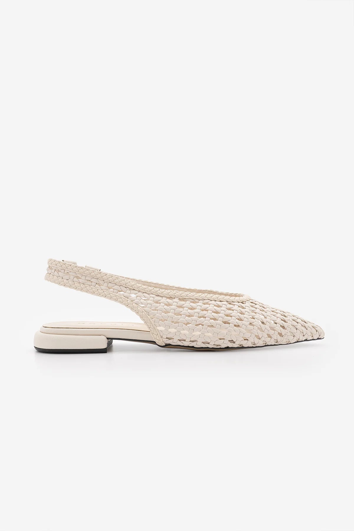 KUNVES Off-white Handwoven Pointed Toe Women’s Ballet Flats