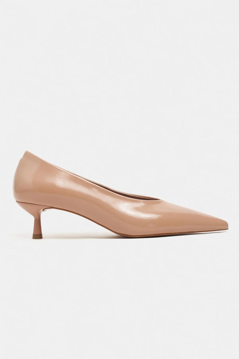 TINKY Nude Rustic Pointed Toe Women’s Low Heel Shoes