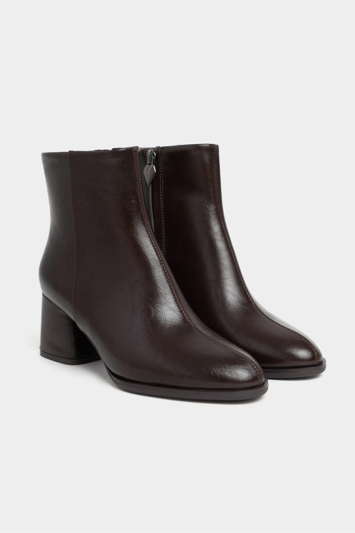 BONI BROWN RUSTIC PATTERNED MATTE ZIPPERED WOMEN'S HIGH-HEEL BOOTS