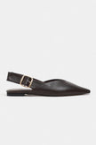 BENETO Coffee Matte Pointed Toe Belt Detail Women’s Ballet Flats
